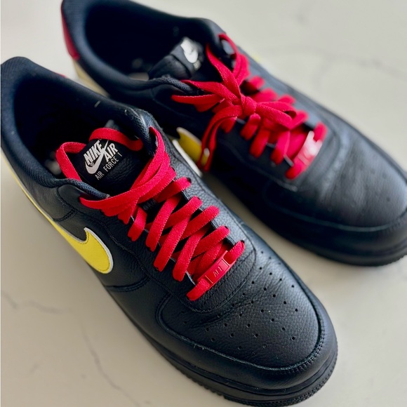 Nike AF1 Custom Black Yellow Red Mens 12 - Picture 2 of 5
